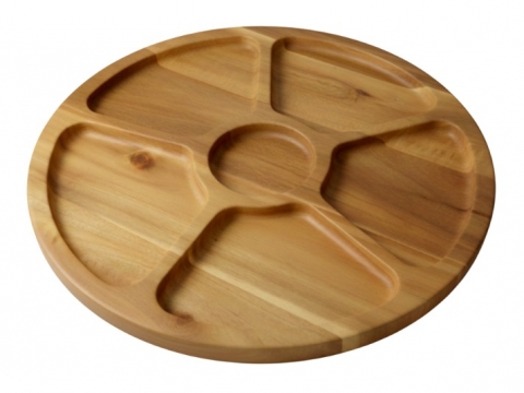 Acacia wood sectional serving dish